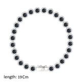 عصفور كريستال انسيال فضة تنس عيار 925 بتصميم دائري اسود مرصع بالزركون